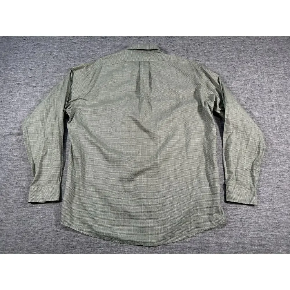 Vintage J Crew Oarsman Dress Shirt Mens 16 34/35 Green Plaid Long Sleeve Cotton